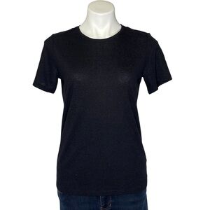 & OTHER STORIES Metallic Tee Short Sleeves Ribbed Knit Crewneck Black Size 6